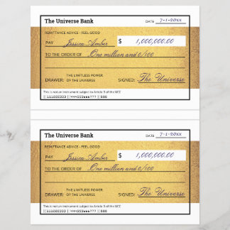 Law of Attraction Blank Printable Gold Check Flyer