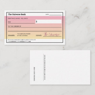 Law of Attraction Cute Pink Manifest Money Check Card
