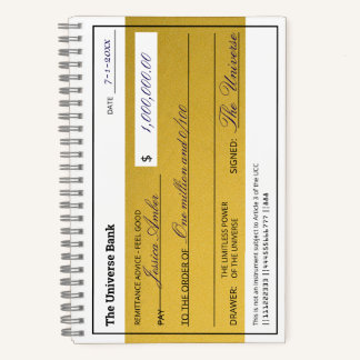 Law of Attraction Elegant Gold Abundance Check Notebook