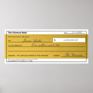 Law of Attraction Elegant Gold Abundance Check Poster