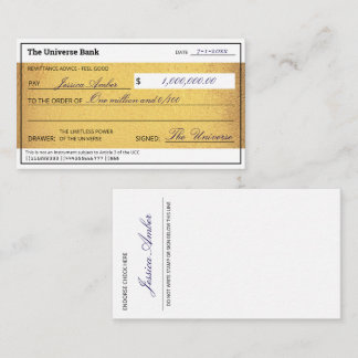 Law of Attraction Gold Manifestation Blank Check Card