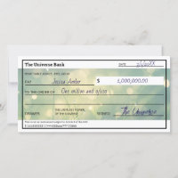 Law of Attraction Green Abundance Check Flat Card