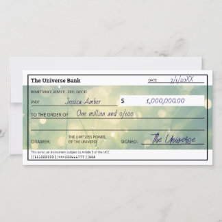 Law of Attraction Green Abundance Check Flat Card