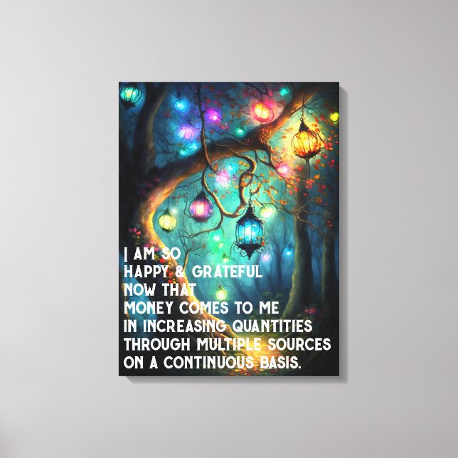 Law of Attraction Money Manifestation Quote Wealth Canvas Print (Front)