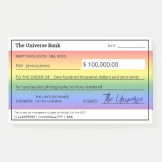 Law of Attraction Rainbow Blank Check Post-it Notes