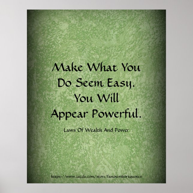 Law Of Wealth Power Appear Powerful Green Poster (Front)