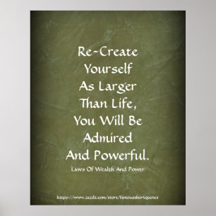 Law Of Wealth Power Re-Create Yourself Green 2 Poster