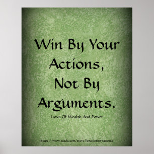 Law Of Wealth Power Win By Your Actions Green Poster