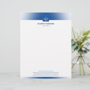 LAW OFFICE   Classic Scales Of Justice Deep Blue Custom Letterhead