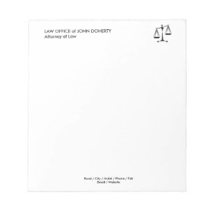 LAW OFFICE Classic Scales Of Justice Notepad