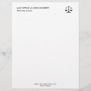 LAW OFFICE Classic Scales Of Justice Personalized Letterhead