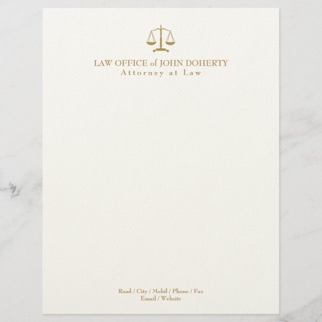 LAW OFFICE | Elegant Gold Custom Letterhead (Front)