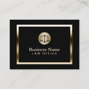 Law Office Modern Gold Border Attorney Lawyer Business Card