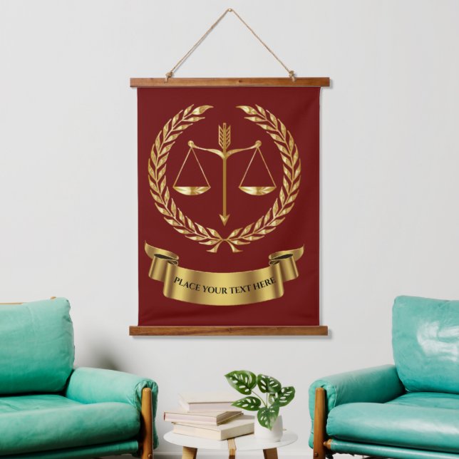 Law Office Wood Topped Tapestry Sign (Living Room)