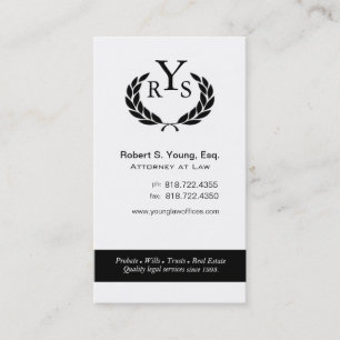 Law Offices Attorney Lawyer Laurel Wreath Monogram Business Card