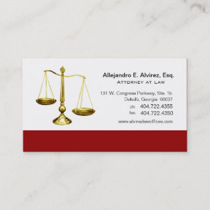 Law Offices Attorney Lawyer Scales of Justice Business Card