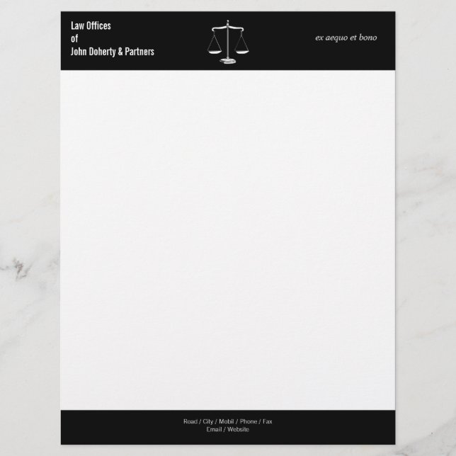 LAW OFFICES | Classy Black and White Letterhead Design (Front)