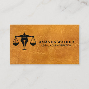 Law Pen Logo Light Brown Leather Business Card