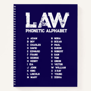 LAW Phonetic Alphabet – Navy Blue Spiral Notebook