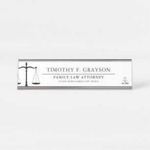 Law Professional Personalised White Desk Name Plat Plate