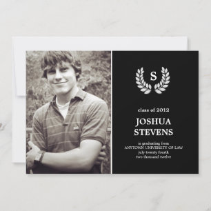 Law-rel Wreath Law Graduation Photo Invitation