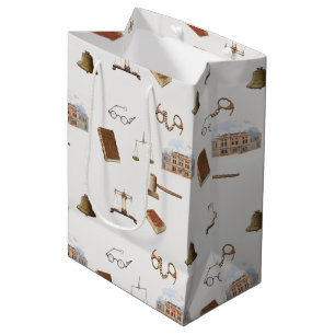 Law Scales Gavel Legal Antique Pattern Medium Gift Bag