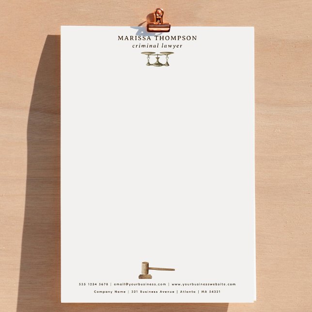 Law Scales Gavel Legal Antique Professional Custom Letterhead (Law Scales Gavel Legal Antique Professional Letterhead)