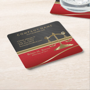 Law Scales of Justice Customisable Square Paper Coaster