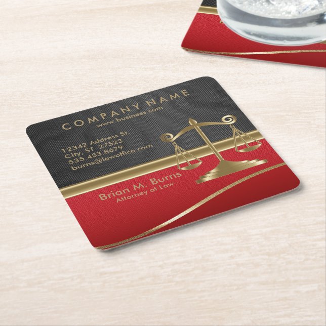 Law | Scales of Justice | Customisable Square Paper Coaster (Angled)