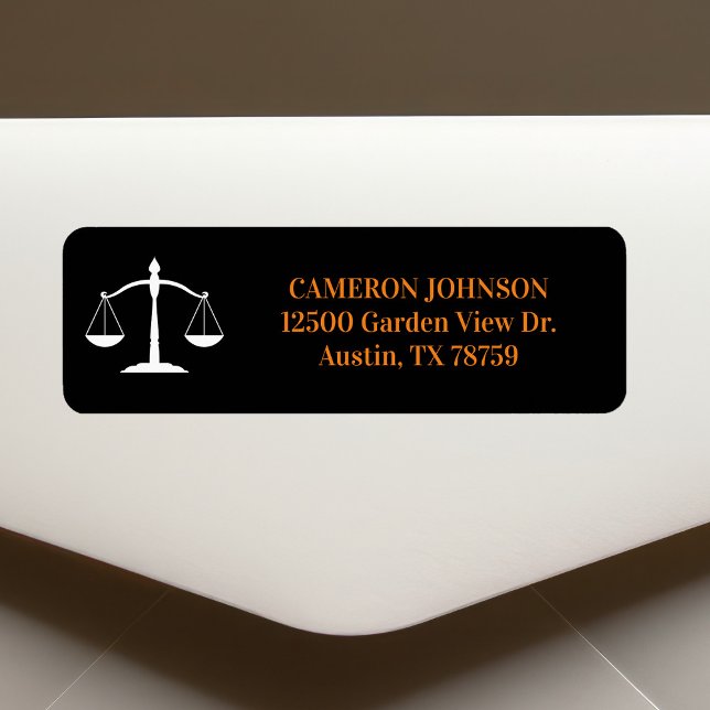 Law School Black Orange Lawyer Return Address (Creator Uploaded)