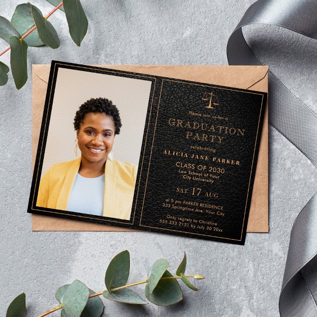 Law school class of 2022 graduation photo elegant invitation (Creator Uploaded)