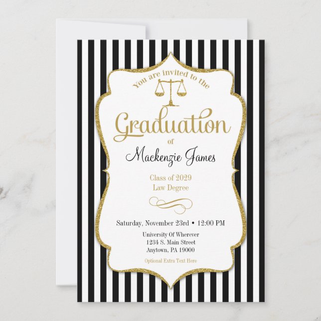 Law School Graduation Announcement Invitation (Front)