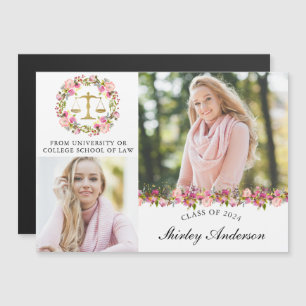 Law School Graduation Floral Announcement Magnet