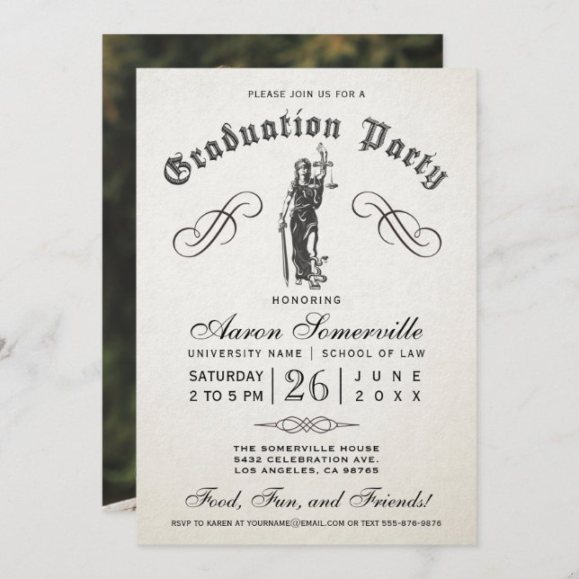 Law School Graduation Invitations (Front/Back)