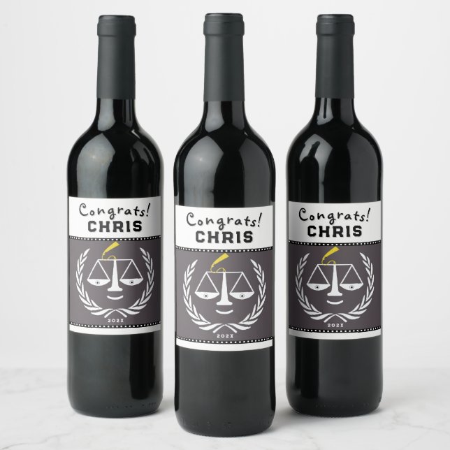 Law School Graduation Party Gift Wine Label (Bottles)