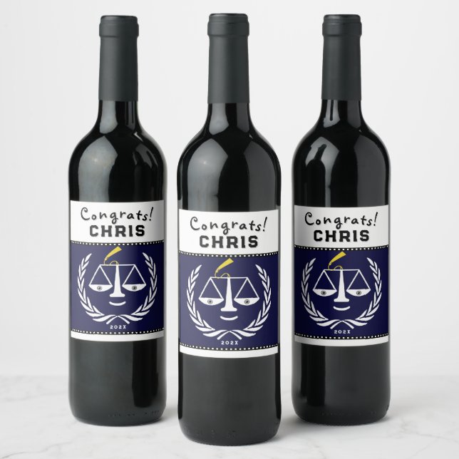 Law School Graduation Party Gift Wine Label (Bottles)