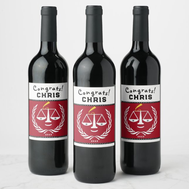 Law School Graduation Party Gift Wine Label (Bottles)