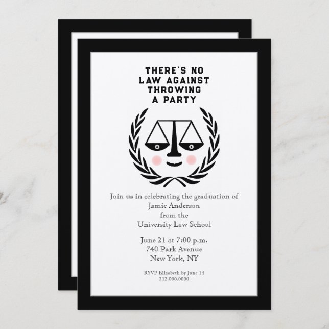 Law School Graduation Party Invitation (Front/Back)