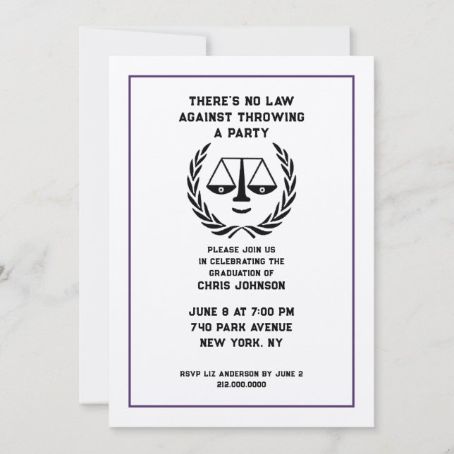 Law School Graduation Party Invitation (Front)