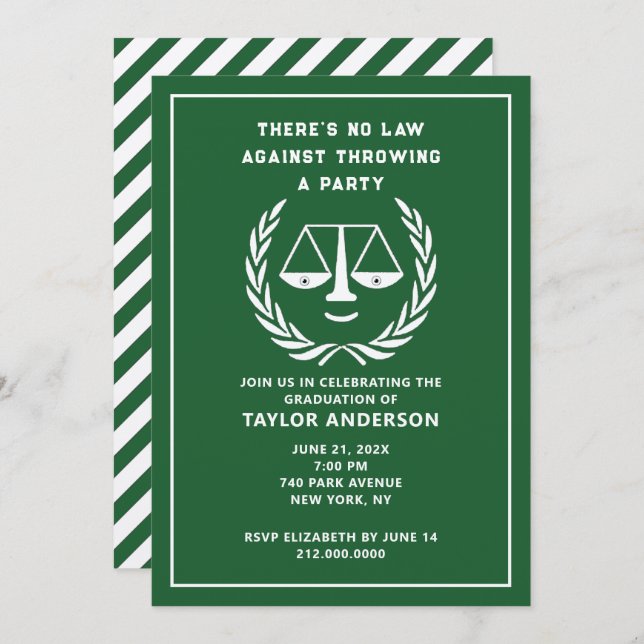 Law School Graduation Party Invitation (Front/Back)