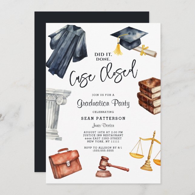 Law School Graduation Party Invitation (Front/Back)