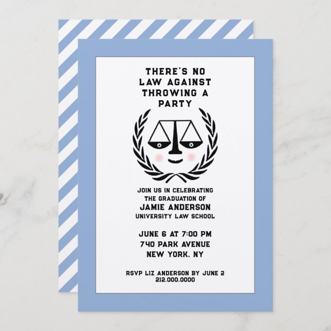 Law School Graduation Party Invitation (Front/Back)