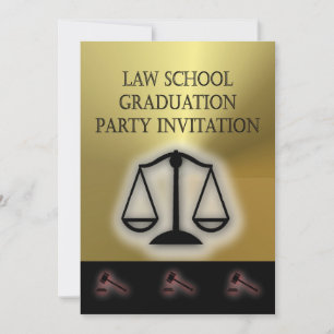 Law School Graduation Party Invitation scales book