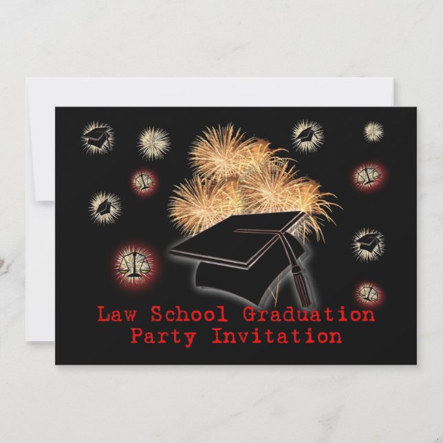 Law School Graduation Party Invitation scales book (Front)