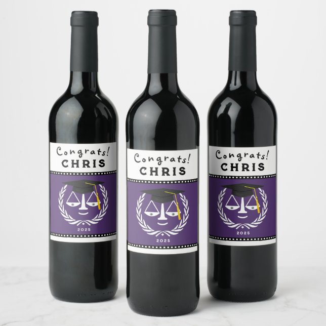 Law School Graduation Party Wine Label (Bottles)