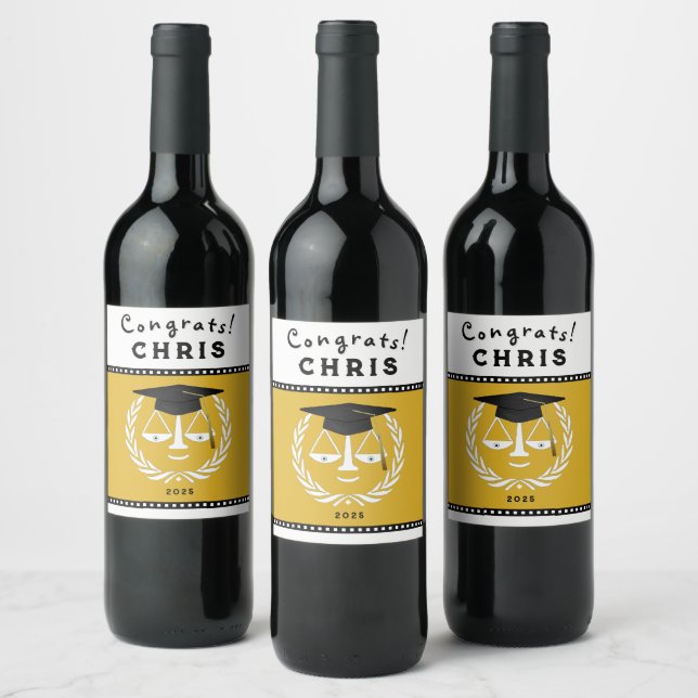 Law School Graduation Party Wine Label (Bottles)