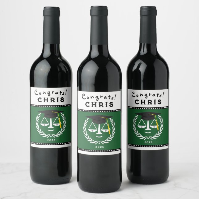 Law School Graduation Party Wine Label (Bottles)