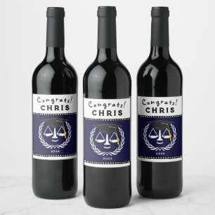 Law School Graduation Party Wine Label