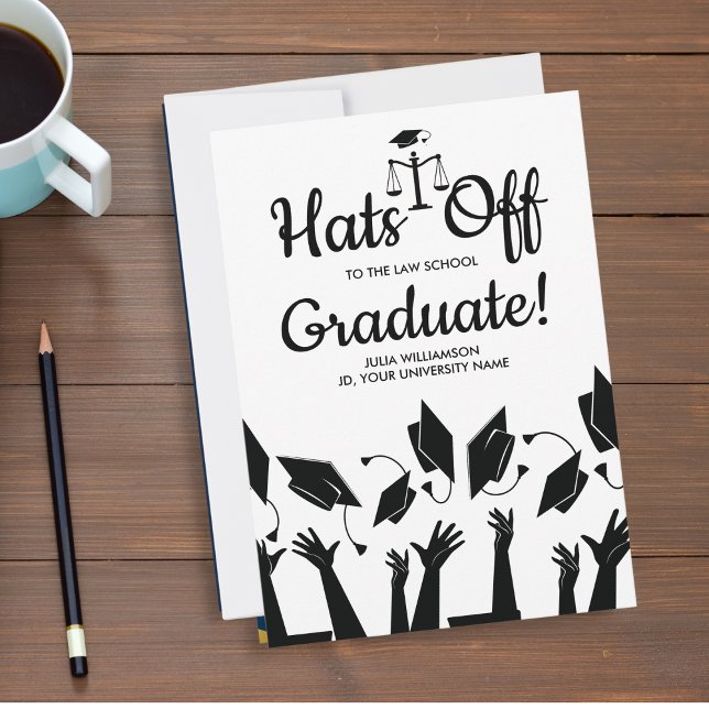 Law School Hats Off Grad Photo Graduation Party Invitation (Creator Uploaded)