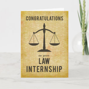Law School Internship Congratulations Scale of Jus Card